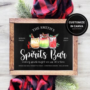 Christmas Bar Sign | Personalized Drink Sign | Holiday Drink Menu | Christmas Party Decor | Holiday Bar Sign | Printable Wall Art