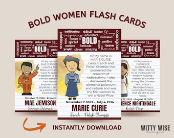 Women In History Flash Cards | Educational Resources | Women's History Month | Homeschool Resources | Kids Cards | Printable Flash Cards