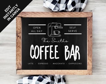 Coffee Bar Sign | Personalized Coffee Sign | Printable Wall Art | Coffee Bar Decor | Personalized Gift | Digital Download