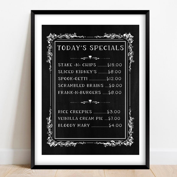 Halloween Menu | Halloween Wall Art | Spooky Decor | Halloween Party Decor | Witch Print | Kitchen Print | Halloween Printable