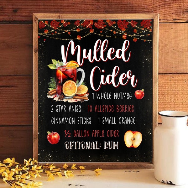 Fall Coffee Bar Sign | Mulled Cider Recipe | Pumpkin Spice Latte Sign | Hot Cocoa Print | Coffee Print | Coffee Menu | Printable Wall Art