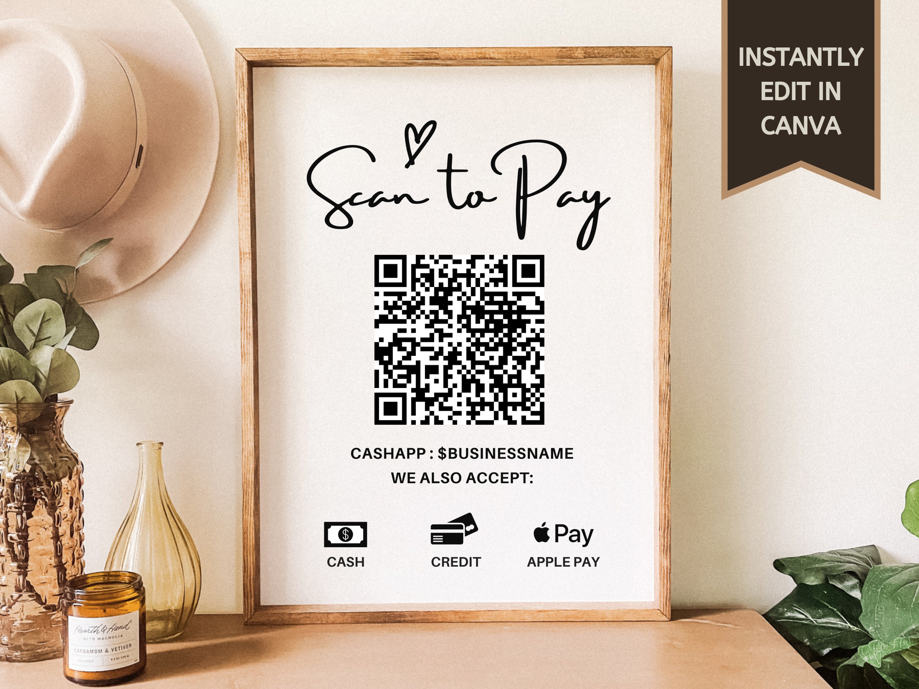 QR Code Sign | Scan to Pay Sign | Small Business Marketing | Venmo Si…