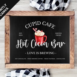 Hot Cocoa Sign | Personalized Hot Chocolate Sign | Valentine's Day Wall Art | Coffee Bar Sign | Valentine's Day Decor | Digital Download