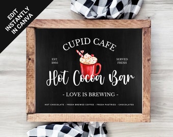 Hot Cocoa Sign | Personalized Hot Chocolate Sign | Valentine's Day Wall Art | Coffee Bar Sign | Valentine's Day Decor | Digital Download
