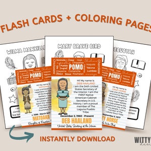 Native American Flash Karten | Hispanische Geschichte Malvorlagen | Lernressourcen | Monat der indigenen Völker | Druckbare Flash Cards