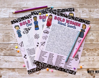 Women's History Month Activities | Teachers Printables | Homeschool Curriculum | Crossword Puzzles | Women In STEM | Printable Worksheets