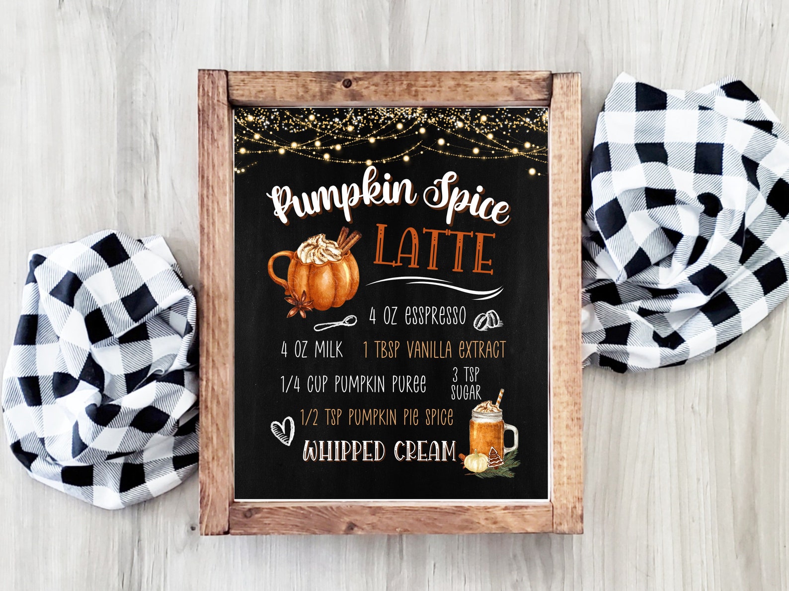 Pumpkin Spice Latte Sign Fall Coffee Bar Hot Cocoa Print - Etsy