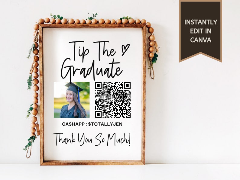 Graduation Party Sign QR Code Sign Tip the Graduate Etsy Canada
