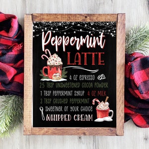 Sinal de bar de café de Natal | Sinal de cacau quente | Sinal de chocolate quente | Decoração de parede de férias | Cardápio de Café | Imprimíveis de Natal