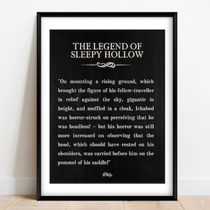 The Legend of Sleepy Hollow | Halloween Book Page Print | Printable Halloween Poster | Antique Book Page Print | Halloween Party Sign
