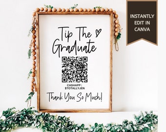 Graduation Party Sign | Graduation Gift Sign | QR Code Sign | Tip The Graduate | Venmo Sign | CashApp Sign | Paypal Sign | Digital Download