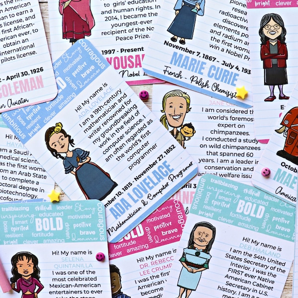 Women's History Month Printable Flashcards | Homeschool Curriculum | Bold Women Kids Cards | Teacher Printables | Classroom Instant Download