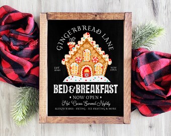 Kerst koffiebar teken | Peperkoekdecor | Hete cacao teken | Kerstafdrukken | Kerst schoolbordbord | Afdrukbare muurkunst |