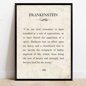 Frankenstein | Halloween Book Print | Antique Book Page | Literary Quote | Halloween Wall Decor | Spooky Poster | Printable Wall Art