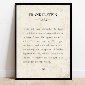 Frankenstein | Halloween Book Print | Antique Book Page | Literary Quote | Halloween Wall Decor | Spooky Poster | Printable Wall Art