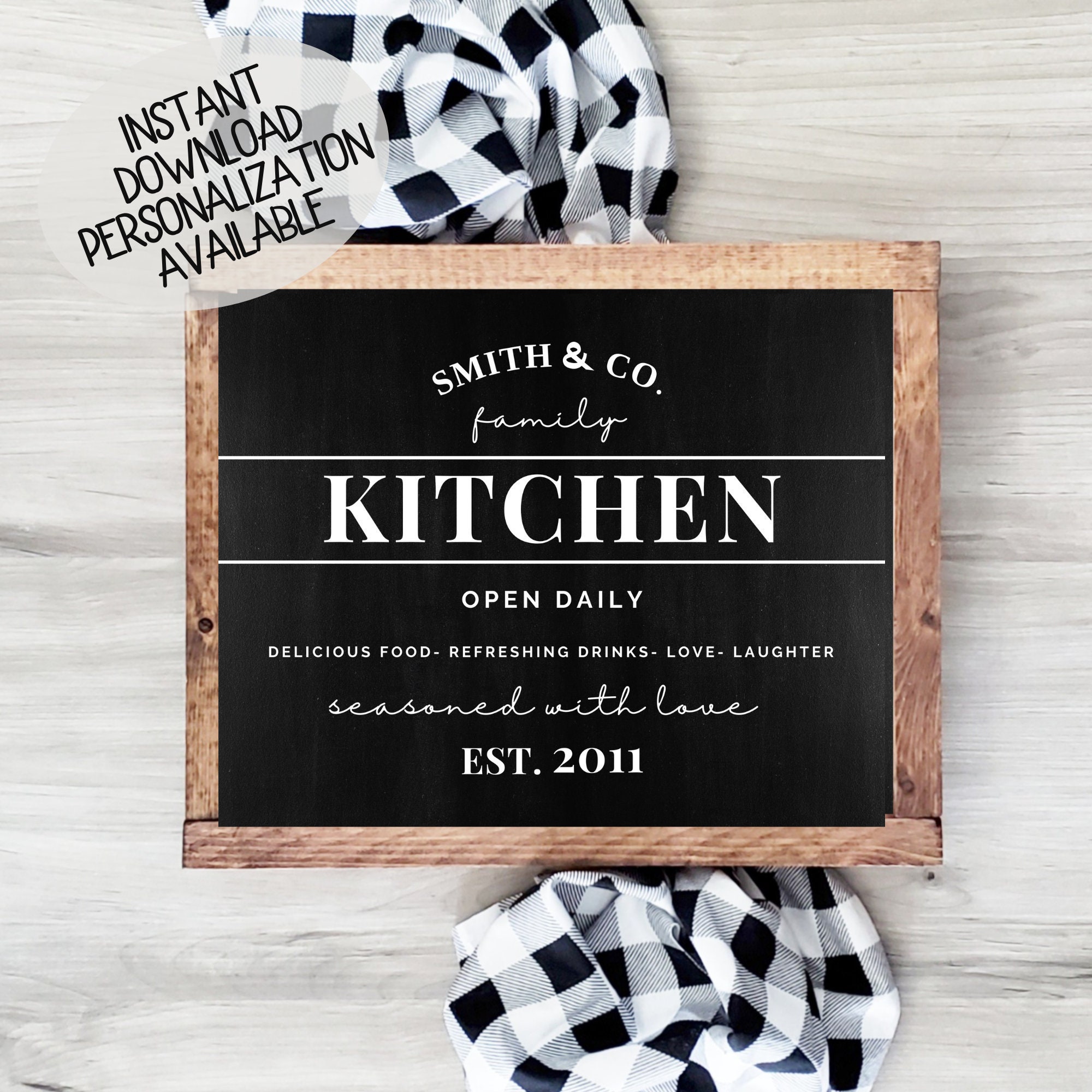 Vintage Kitchen Sign Printable Wall Art Personalized Last | Etsy