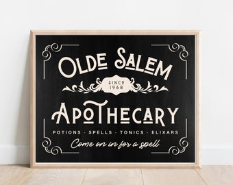 Signe d'apothicaire d'Halloween | Halloween imprimable | décor d'Halloween vintage | Décor effrayant | Art mural de sorcière | Téléchargement numérique