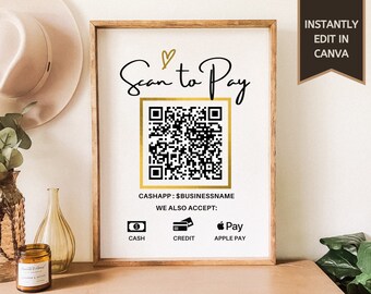 QR Code Sign | Scan to Pay Sign | Small Business Marketing | Venmo Sign | CashApp Sign | Accepted Payment Sign | Digital Download