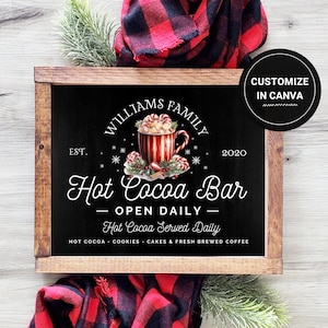 Hot Cocoa Sign | Personalized Hot Chocolate Sign | Coffee Bar Sign | Personalized Gift | Custom Kitchen Sign | Printable Wall Art |