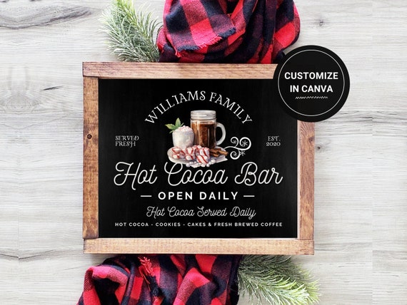 Personalized Hot Chocolate Bar Sign Hot Cocoa Sign Wall Art 