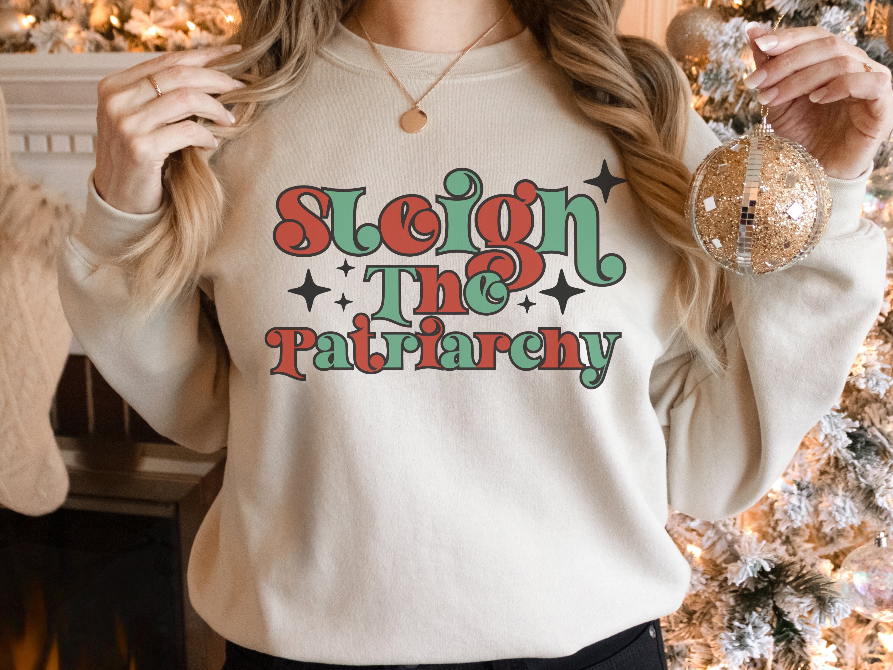 10 Biglietti Di Natale Femministi - Sleigh The Patriarchy - Con Buste Kraft - A6