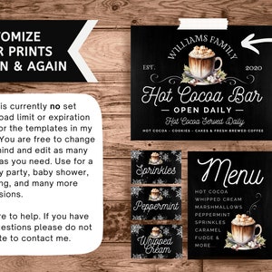 Hot Chocolate Bar Printable Kit | Hot Cocoa Sign | Coffee Bar Decor ...