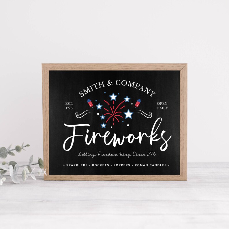 4th of July Printable Fourth of July Fireworks Sign | Etsy