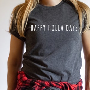 RED Happy holla Days Mens T-Shirt Holiday Gangster Urban Christmas Xmas
