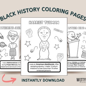 Black History Coloring Pages | Educational Resources | Homeschool Resources | Printable Coloring Pages  | Instant Download