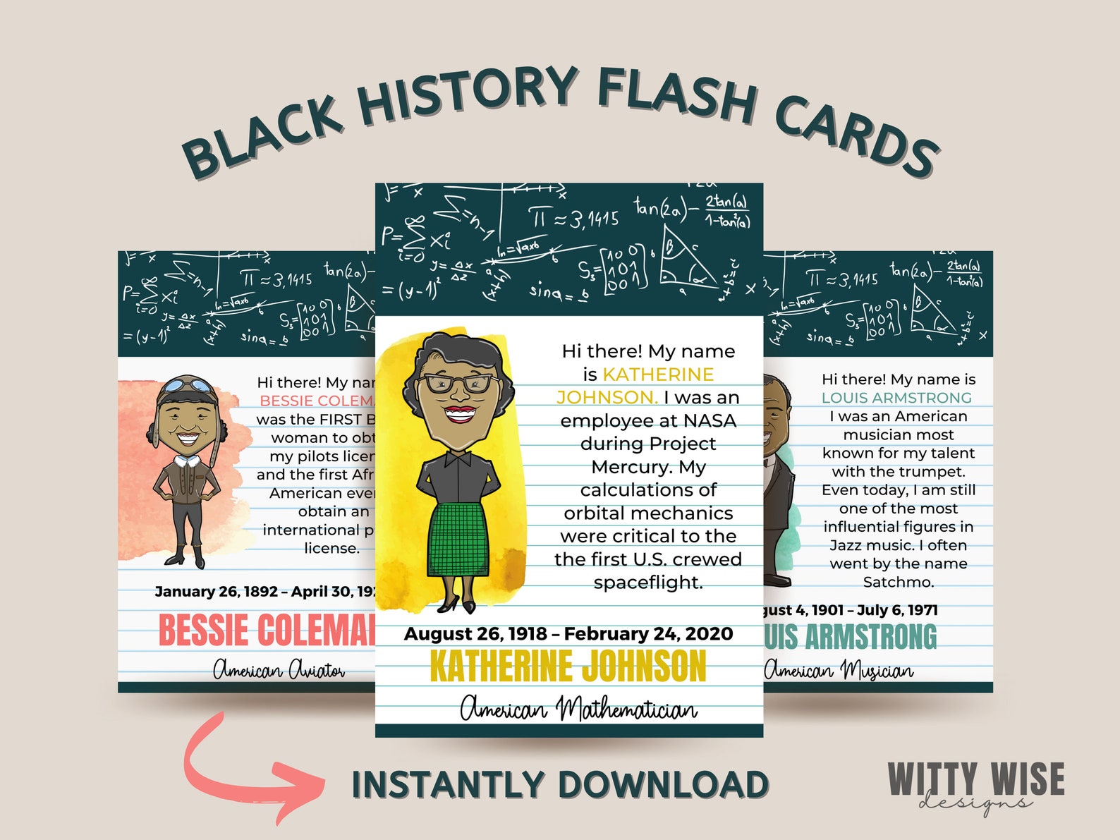 Black History Flash Cards Educational Resources Homeschool Etsy