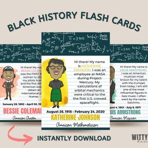 Black History Flash Cards | Educational Resources | Homeschool Resources | Kids Cards | Printable Flash Cards | Instant Download