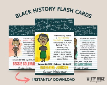 Black History Flash Cards | Educational Resources | Homeschool Resources | Kids Cards | Printable Flash Cards | Instant Download