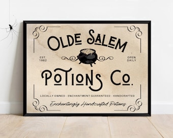 Halloween Potions Sign | Halloween Printable | Vintage Halloween Decor | Spooky Decor | Apothecary Sign | Witch Wall Art | Digital Download