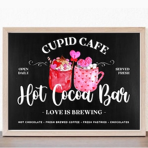 Valentine's Day Printable Wall Art | Hot Cocoa Sign | Valentine's Day ...