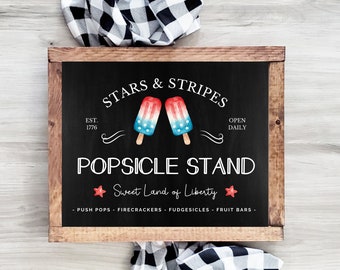 4th of July Printable | Fourth of July Coffee Bar Sign | Patriotic Decor | Popsicle Art | Summer Ice Cream Sign | Digital Download