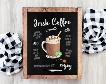 Irish Coffee Sign | Coffee Bar Sign | St Patrick's Day Wall Art | St Patrick's Day Coffee Bar Decor | Printable Wall Art