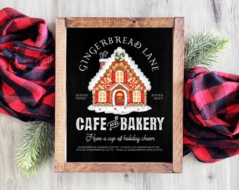 Christmas Coffee Bar Sign | Gingerbread Decor | Hot Cocoa Sign | Christmas Printables | Printable Holiday Decor | Printable Wall Art |