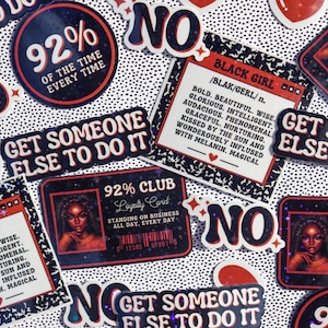 Paquete de 5 pegatinas de afirmación de mujer negra / Pegatinas del 92 % / Pegatinas para Kindle y portátil / Regalos para calcetines navideños / Regalo para ella