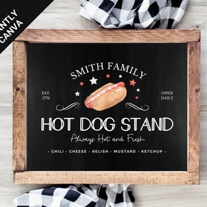 Hotdogkraambord | 4 juli afdrukbaar | Vierde juli BBQ-bord | Patriottisch decor | Decor van de Onafhankelijkheidsdag | Digitale download | Aangepast