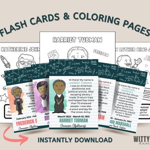 Black History Flash Cards and Coloring Pages Bundle | Homeschool Resources | Kids Cards | Printable Flash Cards | Instant Download