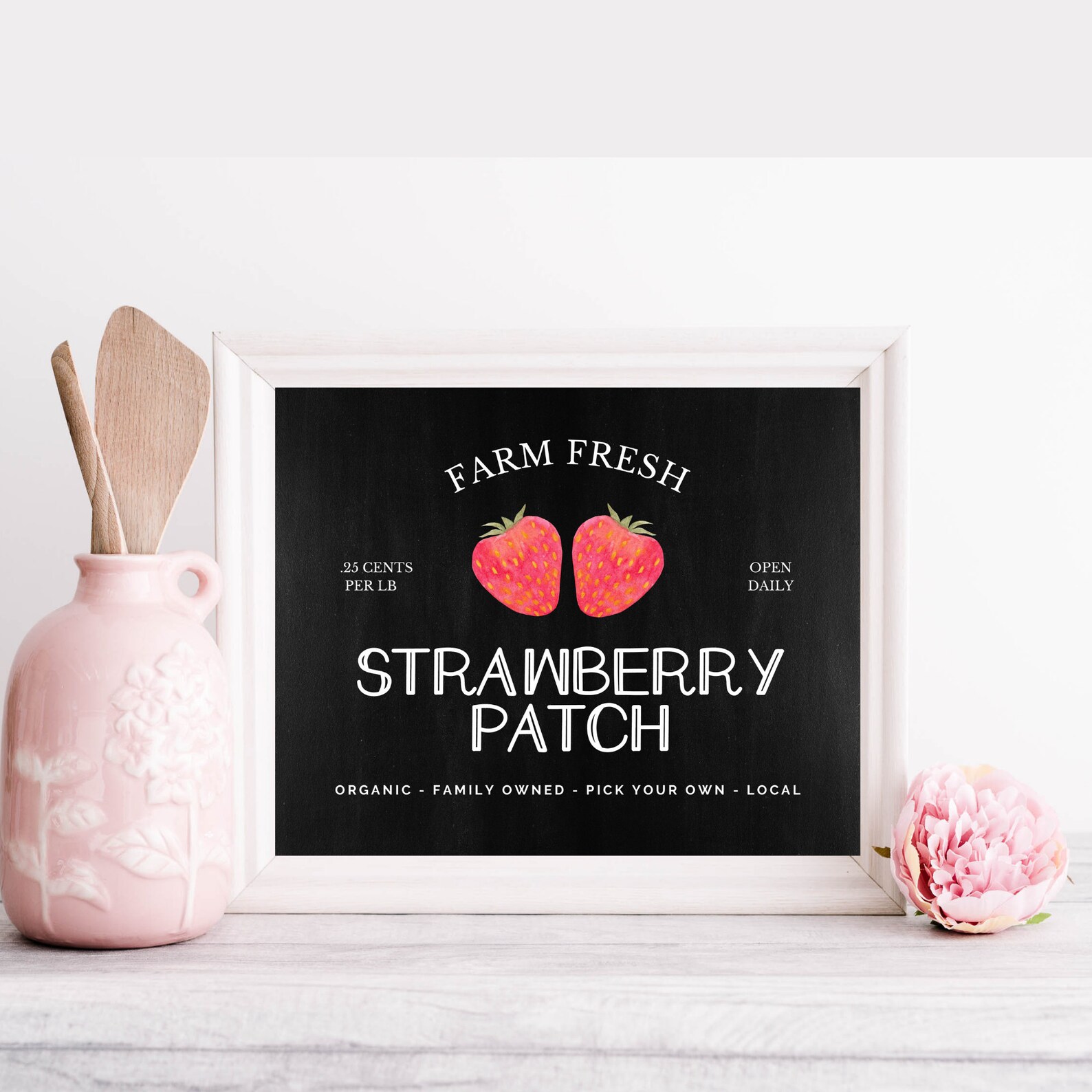 Farm Fresh Strawberries Sign Strawberry Decor Printable Etsy