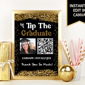 signe de remise des diplômes | signe cadeau de fin d&#39;études | Panneau QR Code | pourboire le diplômé | signe Venmo | CashApp signe | Enseigne Paypal | Téléchargement numérique