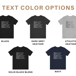 May include: Five t-shirts displayed on a white background, showing different colour options for the same design. The design features the text "WRITE LIKE ANGELS", "IMAGINE LIKE KIDS", "LEARN LIKE HUMANS", "LEAD LIKE TURTLES", "CHALLENGE LIKE GIANTS", "DISCOVER LIKE PIRATES", "INSPIRE LIKE YOURSELF", "SPEAK LIKE SINGING", "BE BRAVE LIKE BRIDGES". The t-shirt colours are black, dark grey heather, athletic heather, solid black blend, and navy.