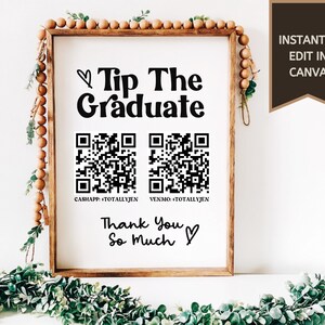 Signe de fête de remise des diplômes | Signe de cadeau de remise des diplômes | Signe de code QR | Astuce Le Diplômé | Signe Venmo | Signe CashApp | Signe Paypal | Téléchargement numérique