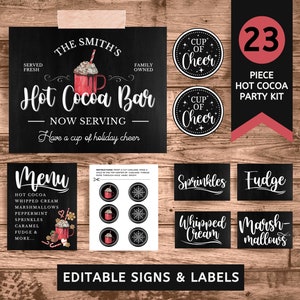 WhatSign Hot Cocoa Bar Kit Sign with Stand Hot Chocolate Bar