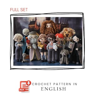 Bundel met amigurumi-patronen Magic School – haakpatronen voor 9 poppen pdf, Wizard-collectie, direct downloaden
