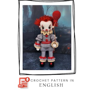 Modèle Amigurumi de poupée clown effrayant PDF | Modèle de poupée au crochet | Téléchargement numérique | anglais