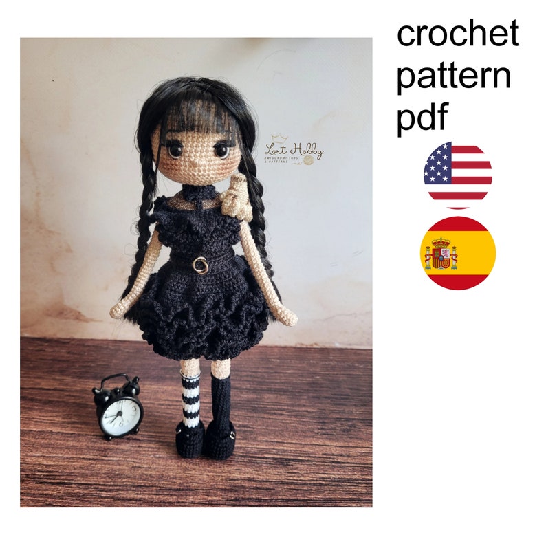 The Quest for the Perfect Wednesday Addams Doll Pattern 20 Wednesday Addams amigurumi doll of Iorthobby