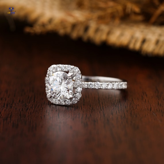 Bague en diamant taille brillant rond 1 43 TDW Or blanc R glage du