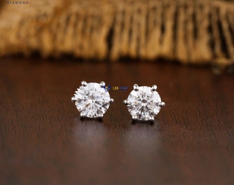 1.04 TDW Round Diamond White Gold Earring by Labstone / Stunning Diamond Studs / EF-VS color / Precious gift for Your Beloved